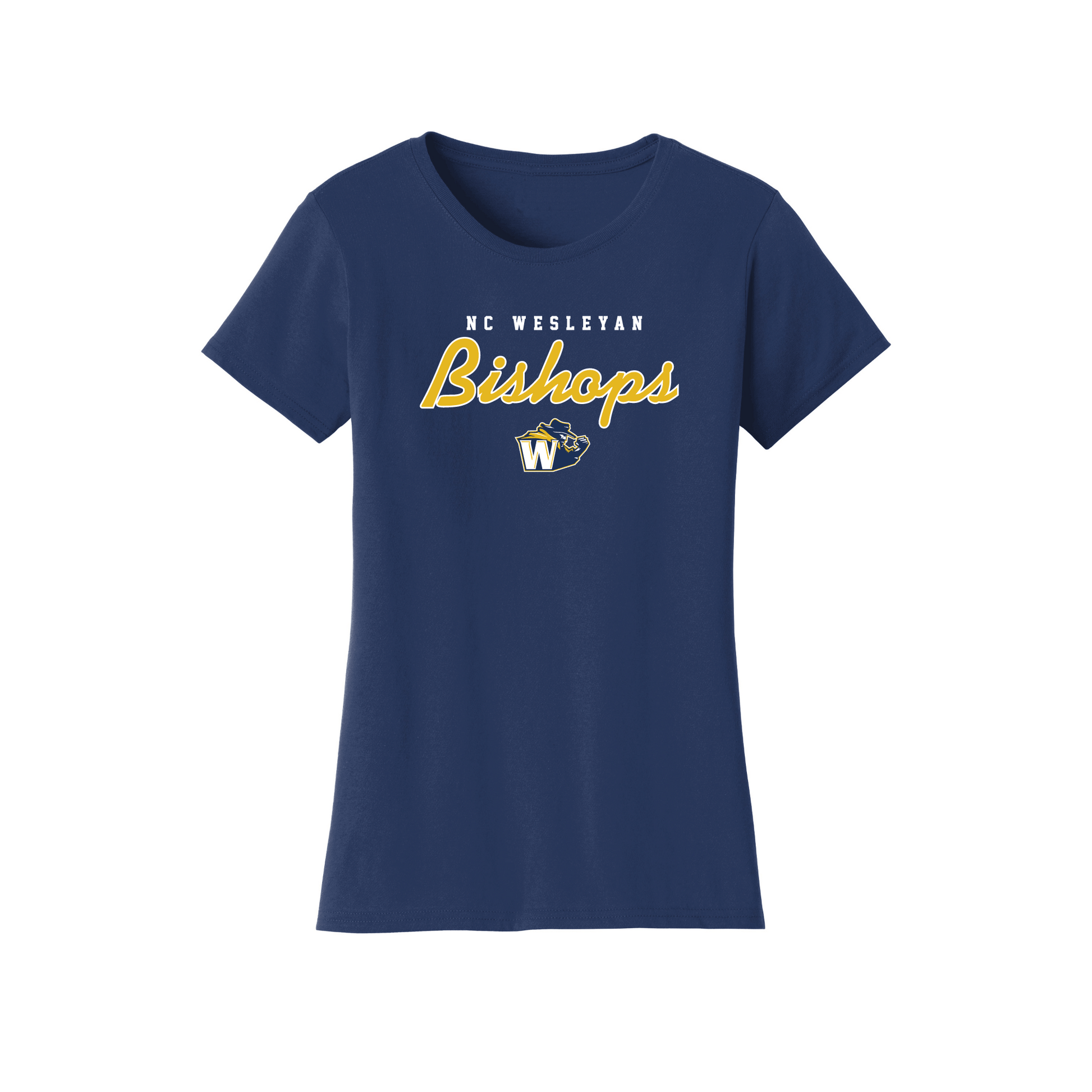 North Carolina Wesleyan University Bishops Machine Script Womens T-Shirt