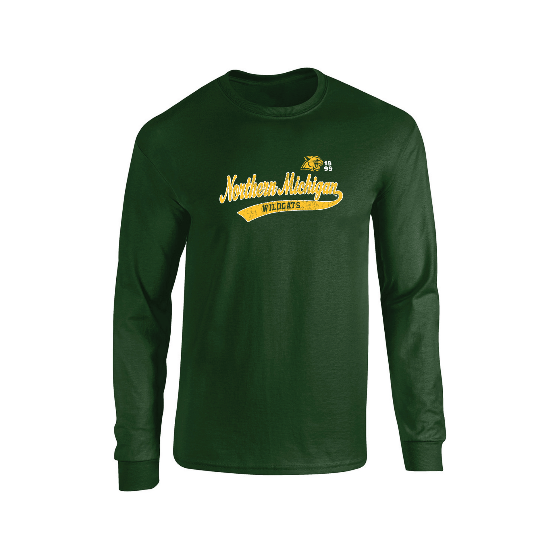  Northern Michigan University Wildcats Old School Adult Long Sleeve T-Shirt