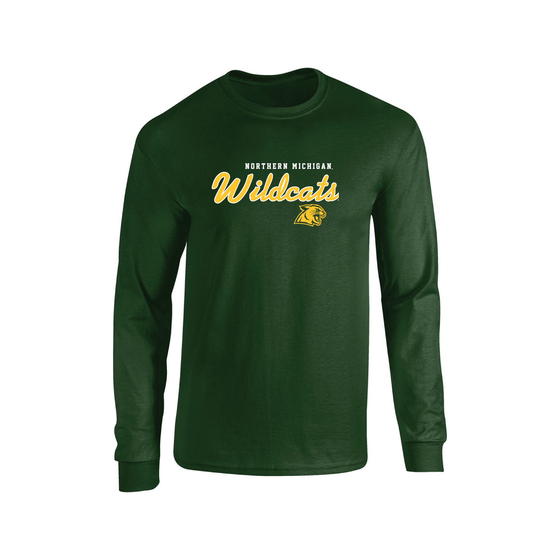  Northern Michigan University Wildcats Machine Script Adult Long Sleeve T-Shirt