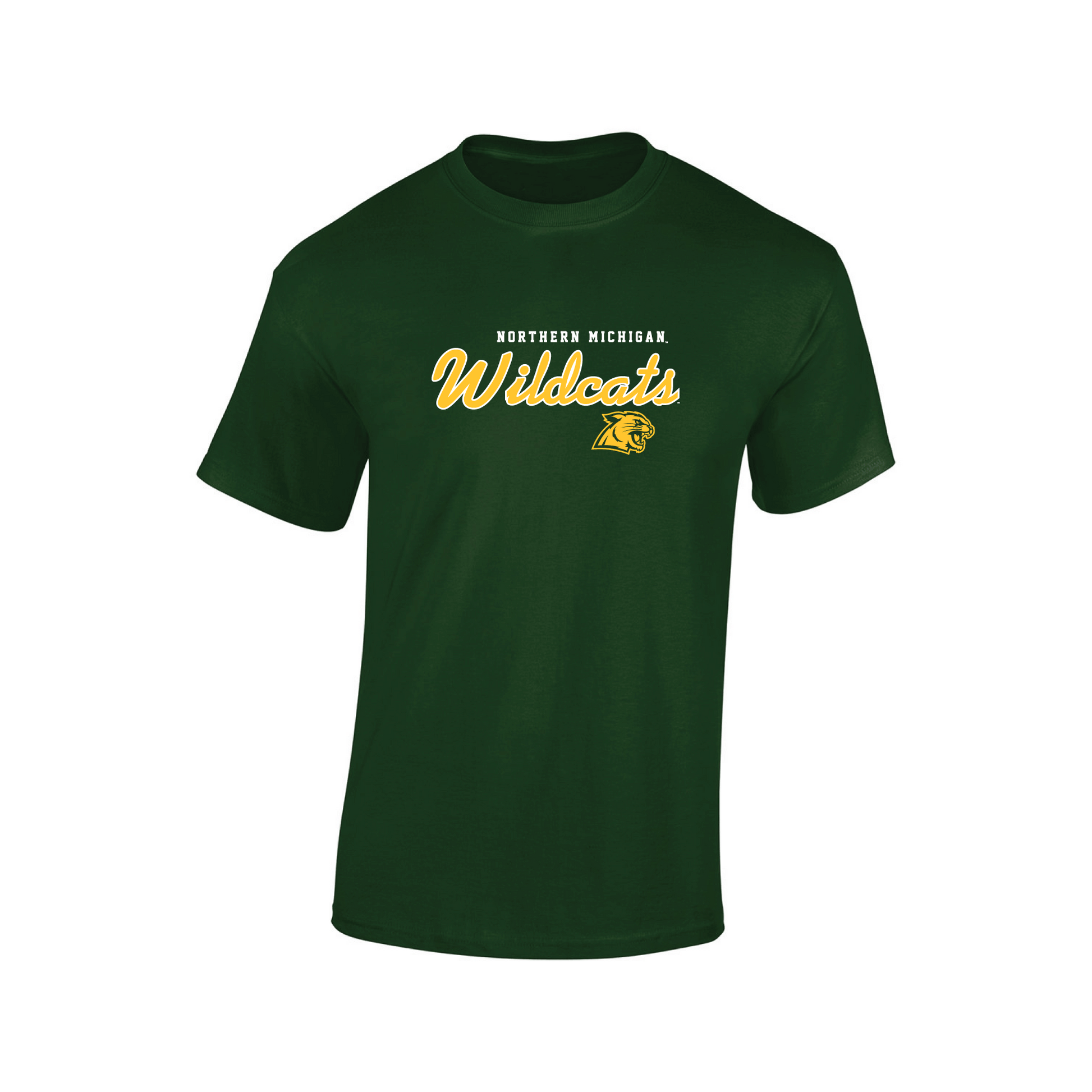  Northern Michigan University Wildcats Machine Script Adult T-Shirt