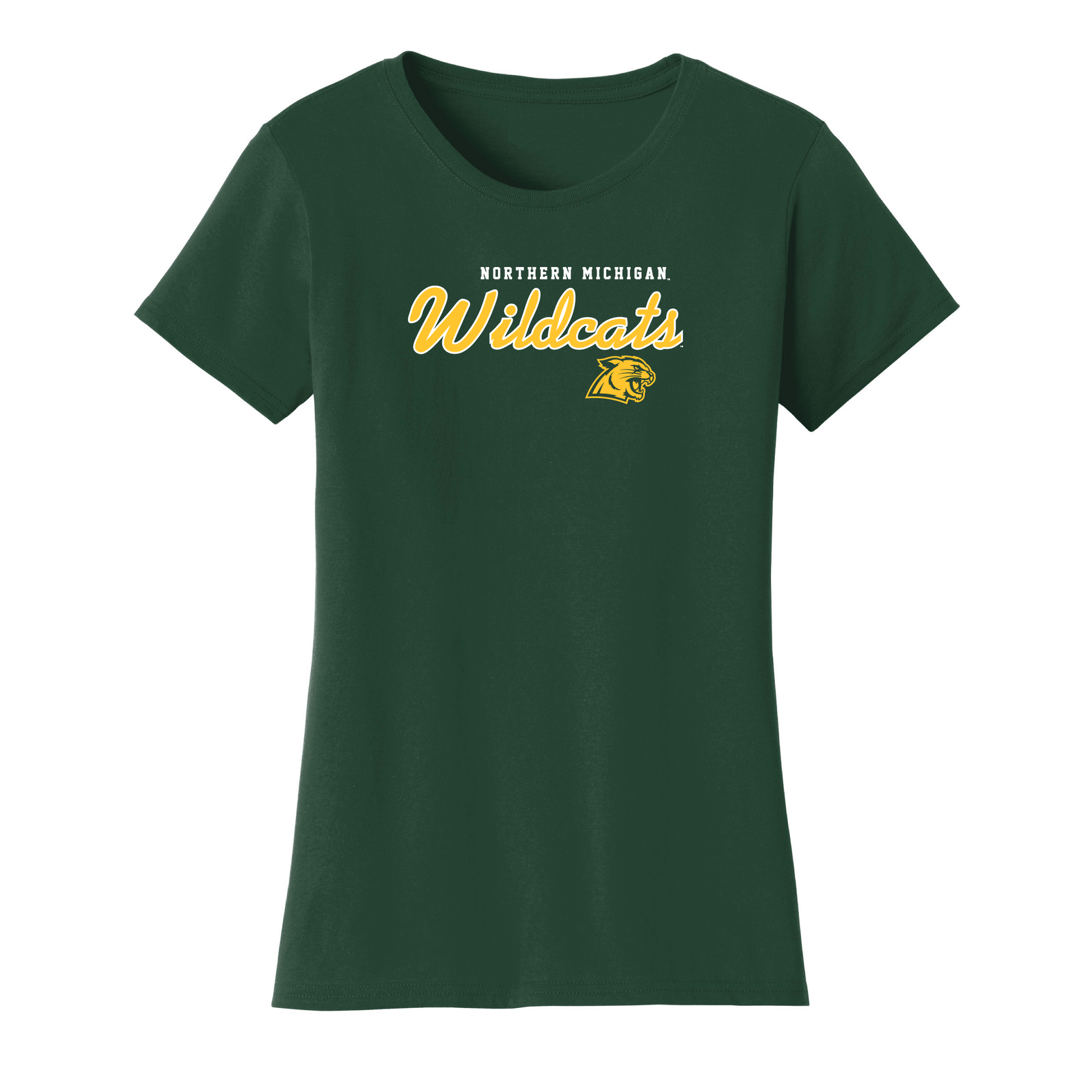  Northern Michigan University Wildcats Machine Script Womens T-Shirt