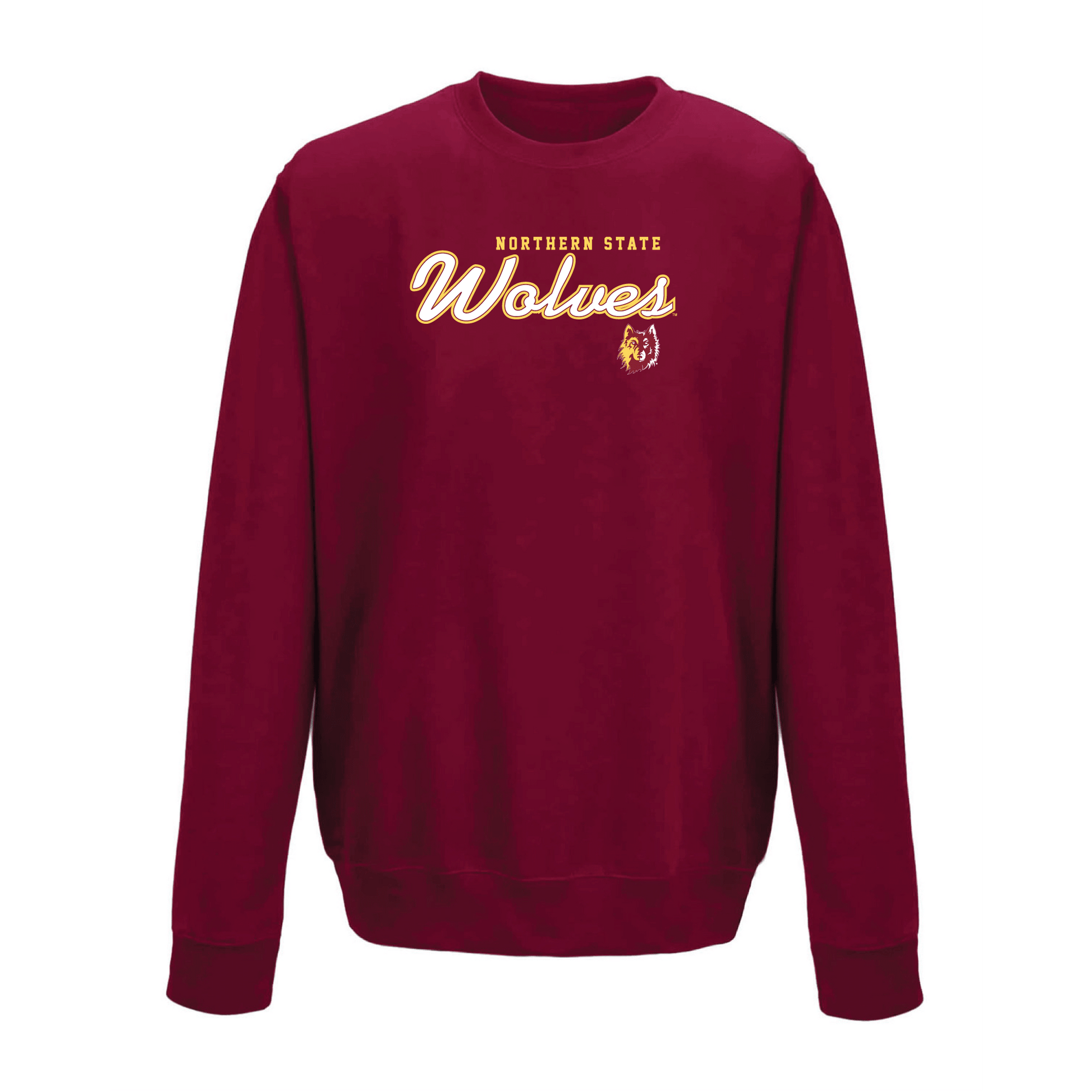 Northern State University Wolves Machine Script Crewneck Sweatshirt Fleece
