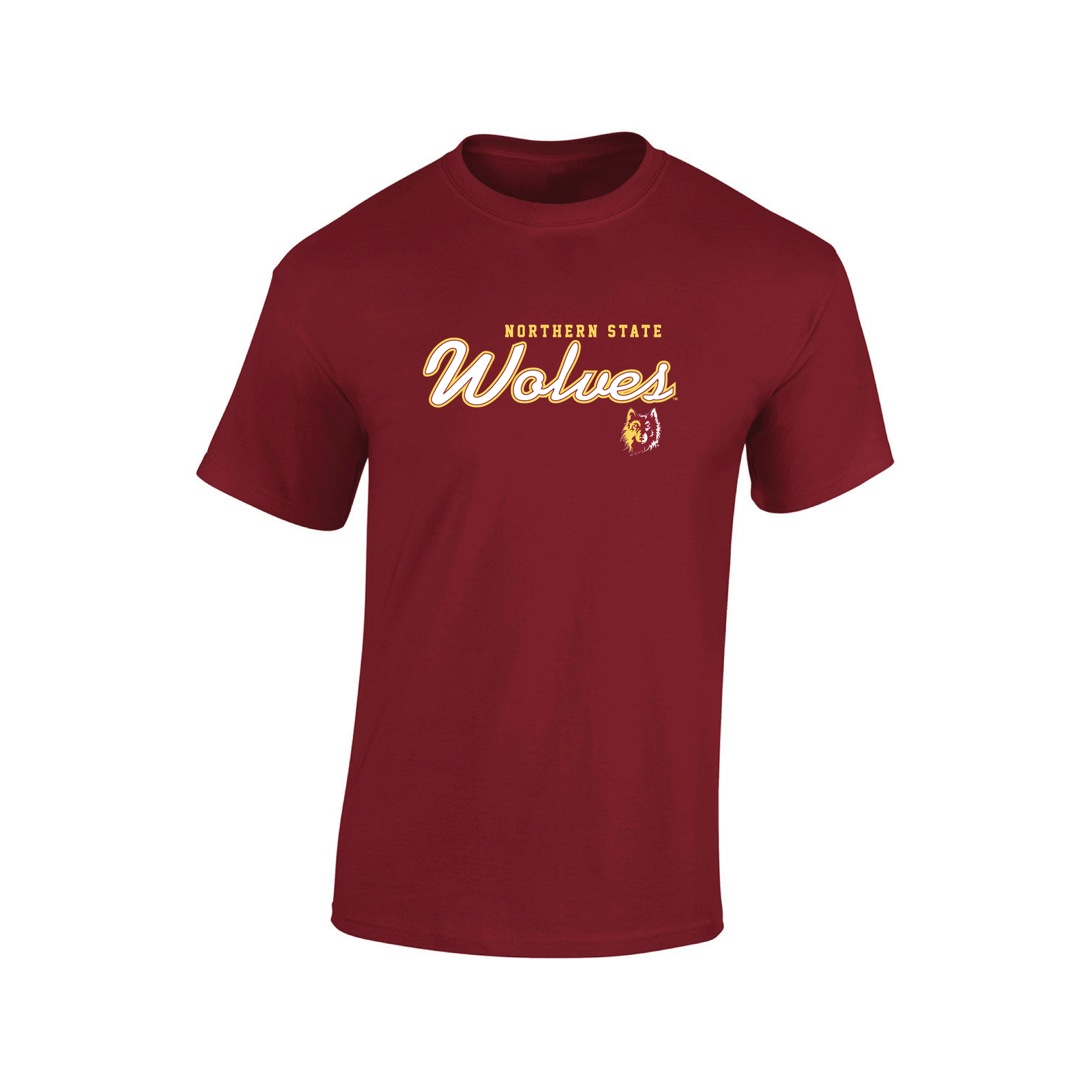 Northern State University Wolves Machine Script T-shirt Unisex Cotton