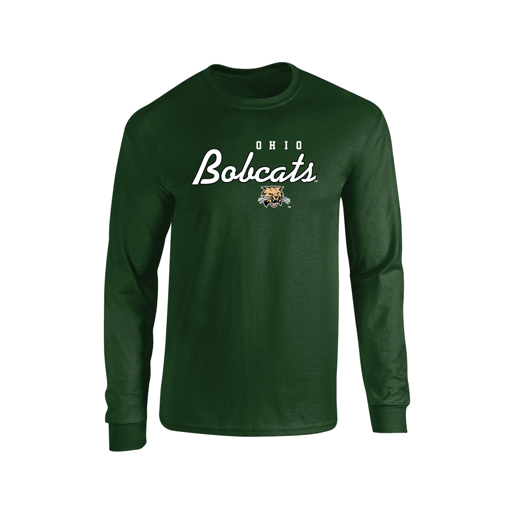 Ohio University Bobcats Machine Script Adult Long Sleeve T-Shirt