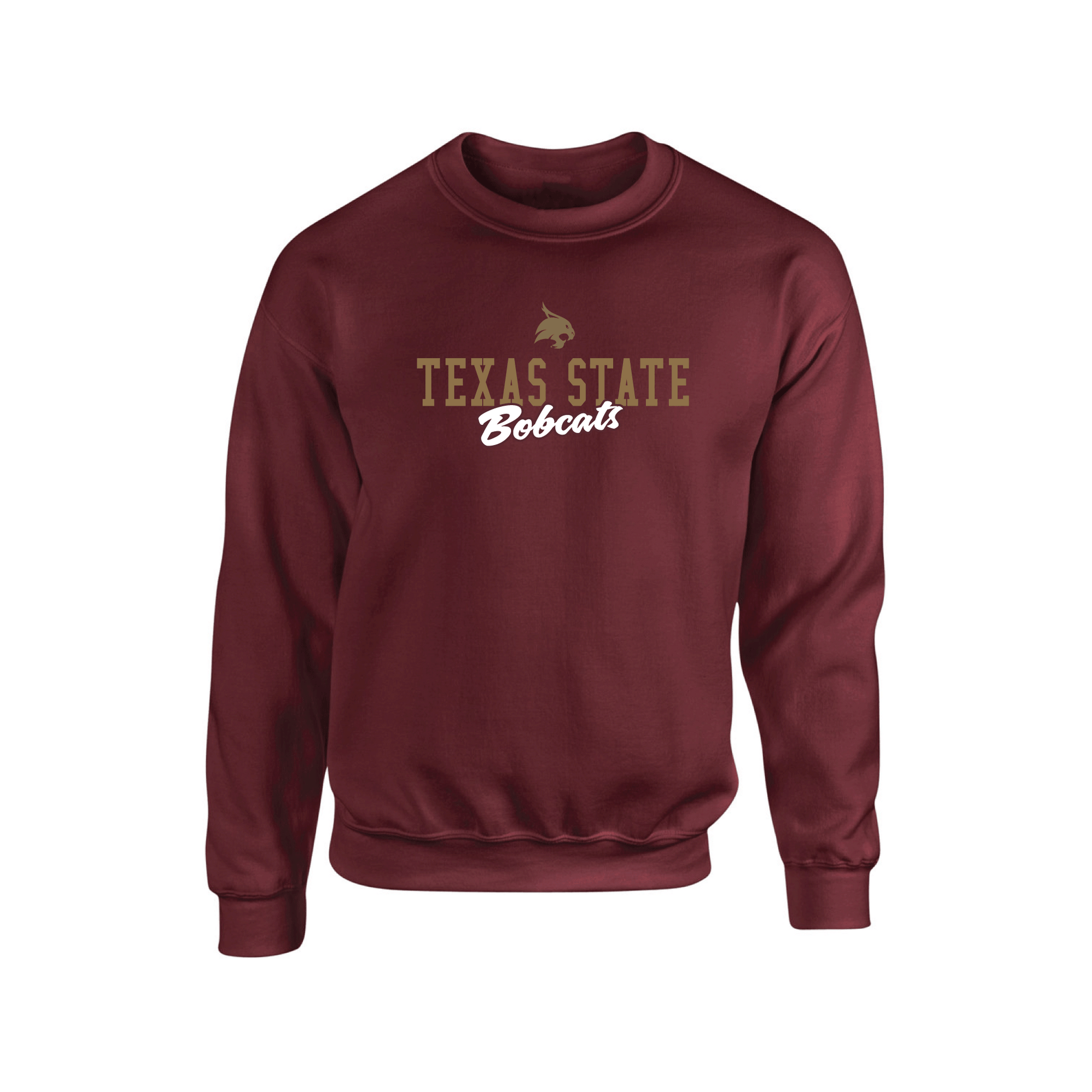 Texas State University  Bobcats Campus Script Crewneck Sweatshirt Fleece