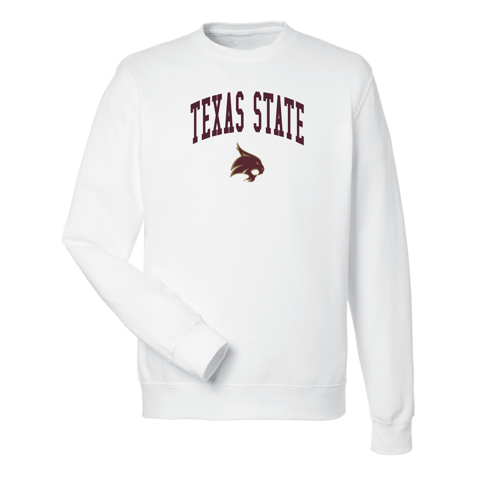 Texas State University  Bobcats Jumbo Arch Crewneck Sweatshirt Fleece