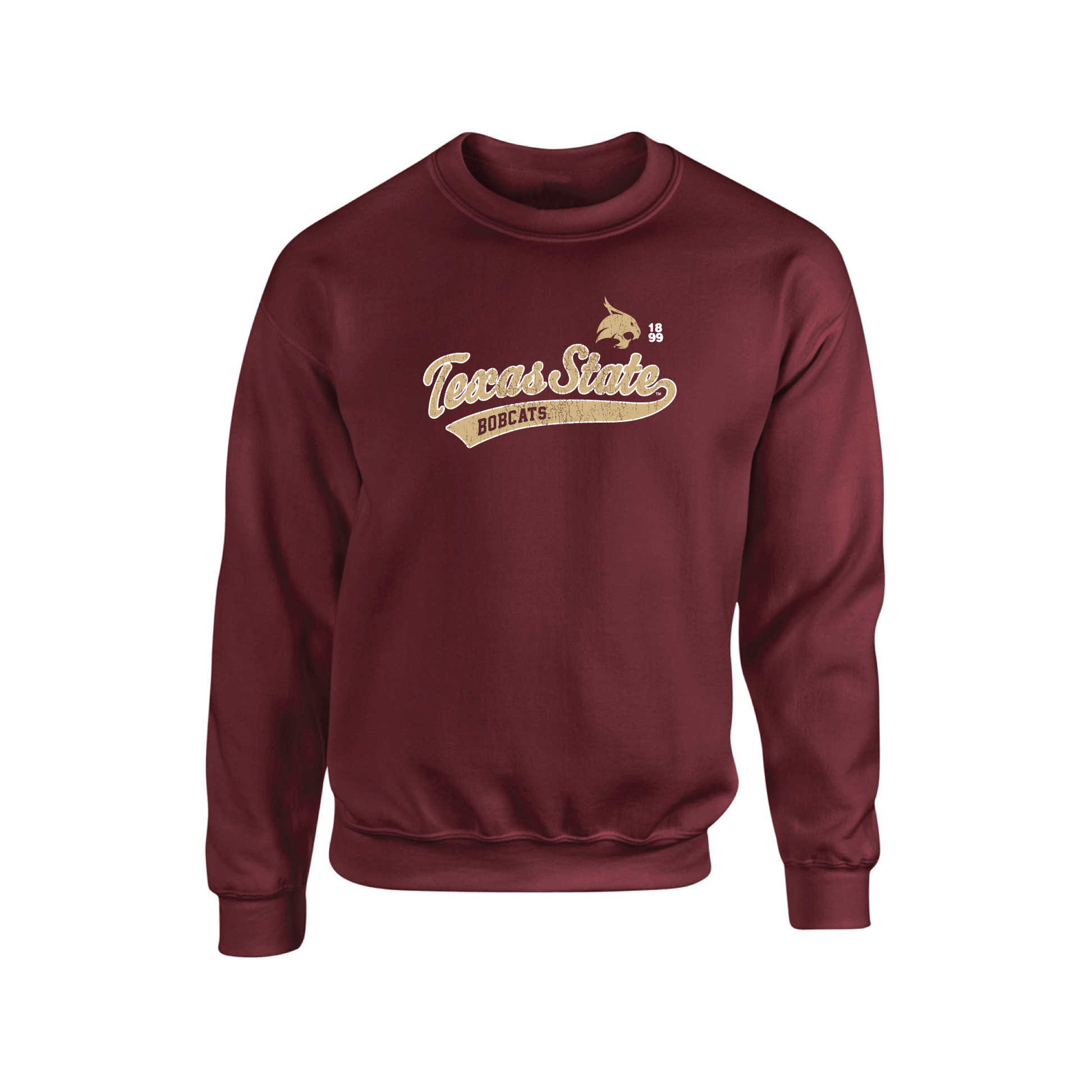 Texas State University  Bobcats Old School Crewneck Sweatshirt Fleece