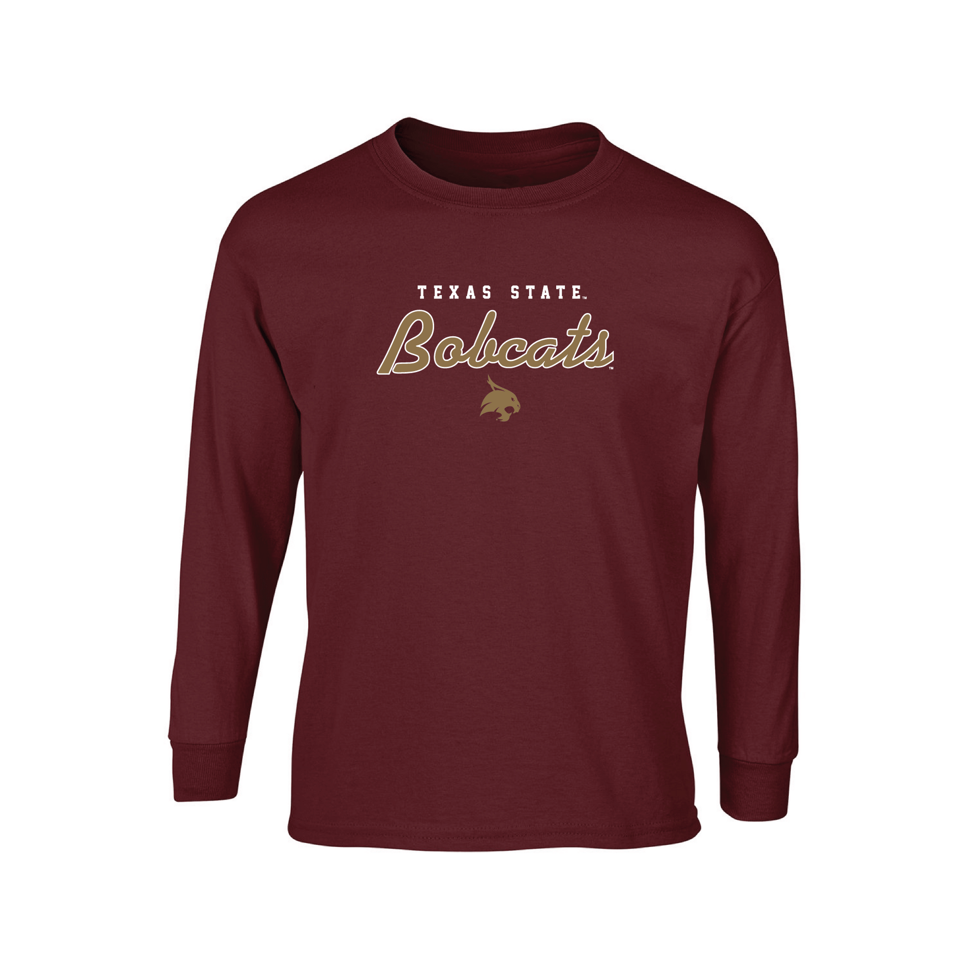 Texas State University  Bobcats Machine Script Long Sleeve T-shirt Unisex