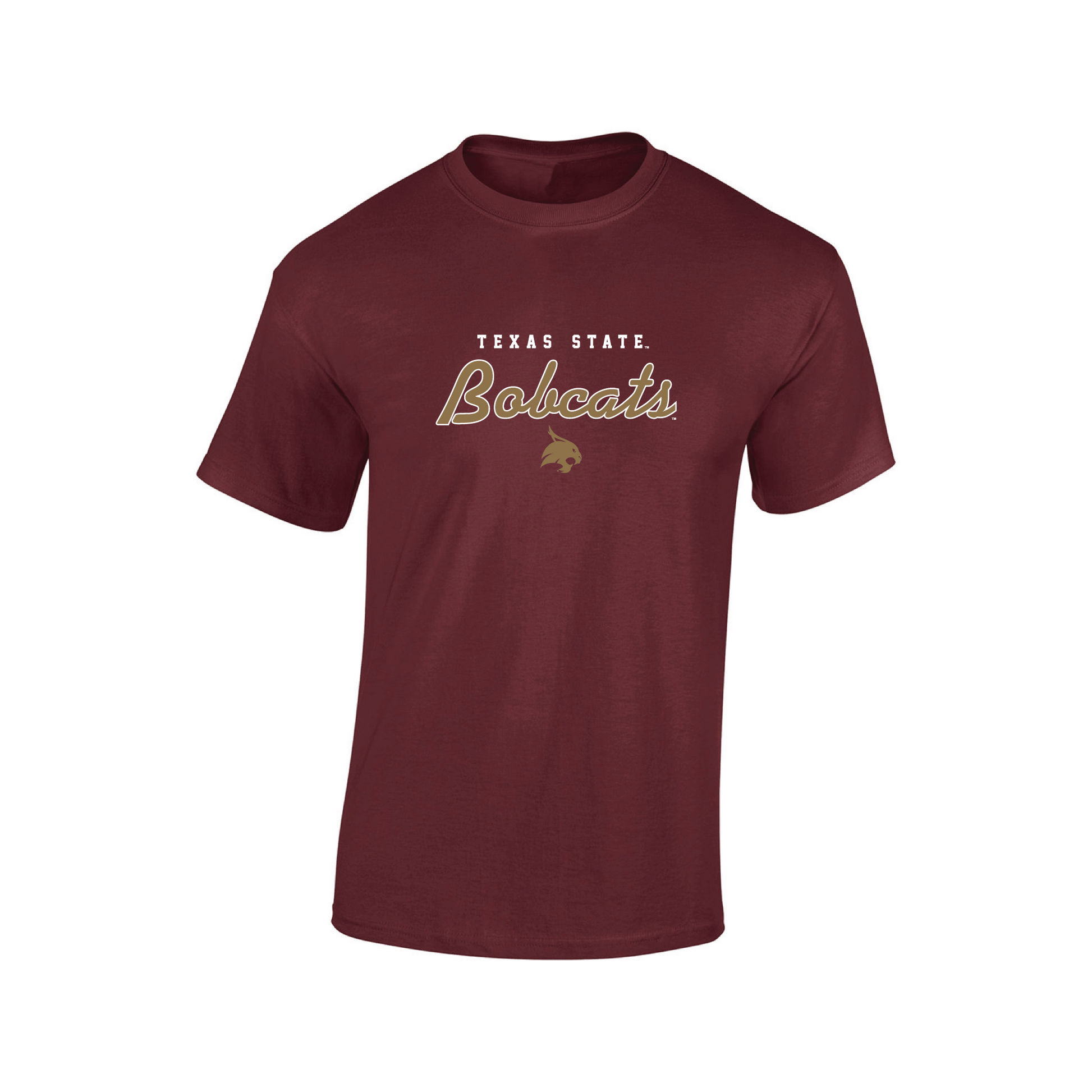 Texas State University  Bobcats Machine Script T-shirt Unisex Cotton