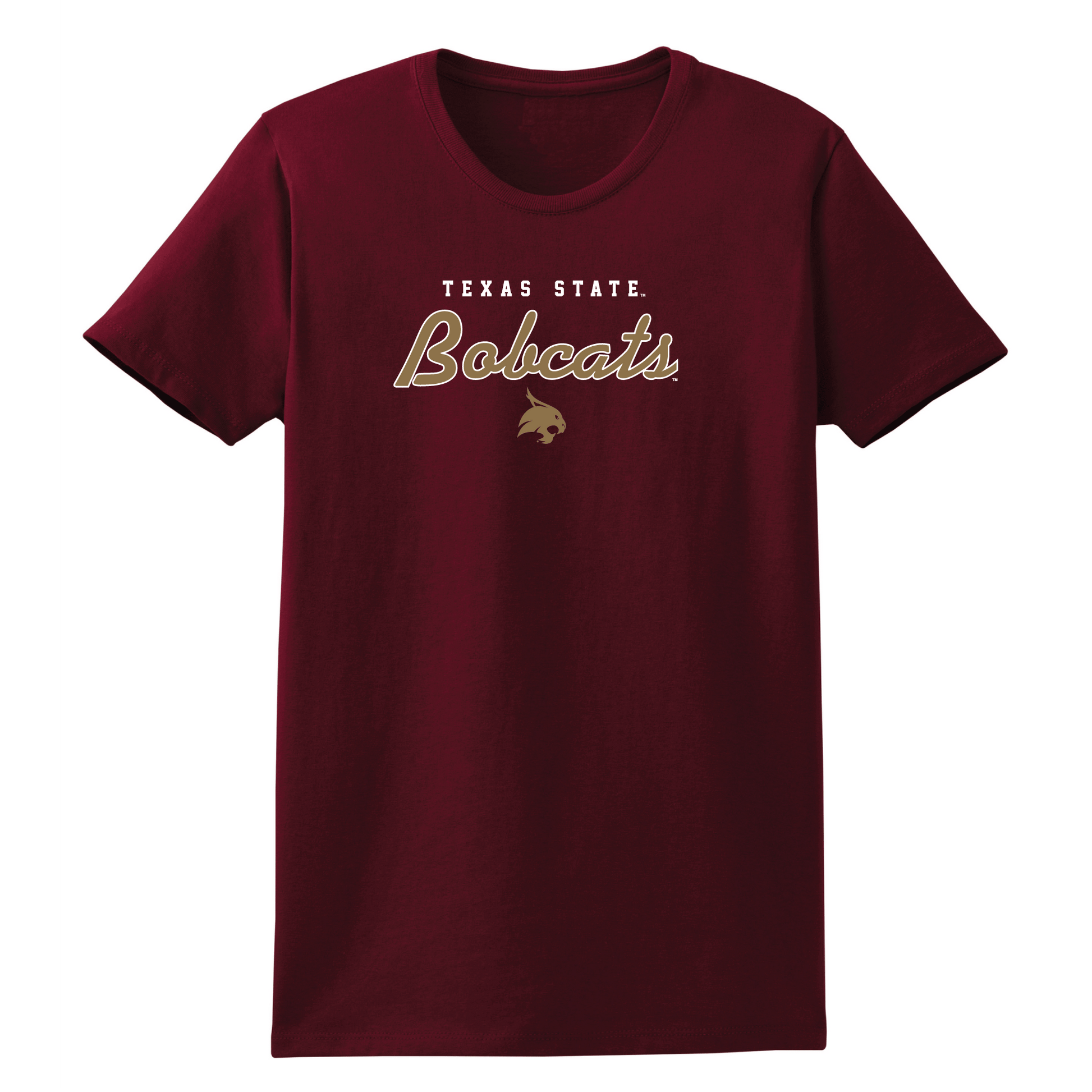 Texas State University  Bobcats Machine Script Womens Relaxed T-shirt