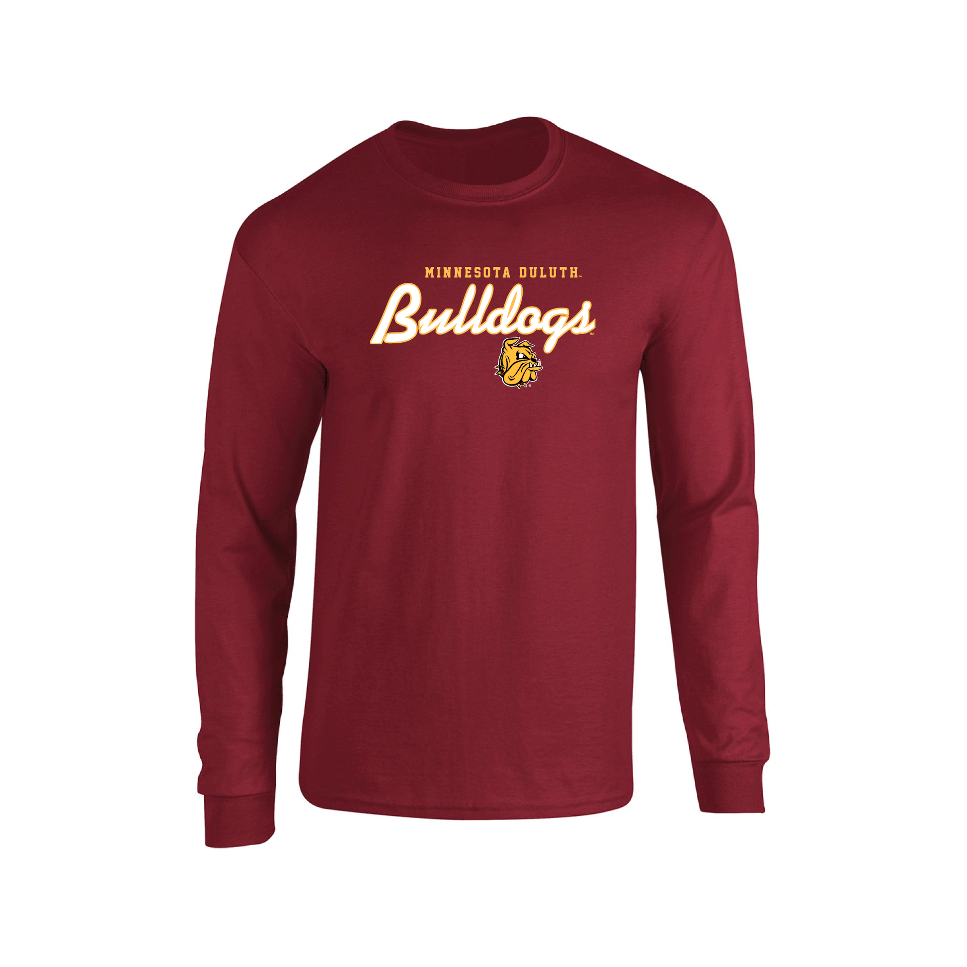 University of Minnesota Duluth Bulldogs Machine Script Adult Long Sleeve T-Shirt