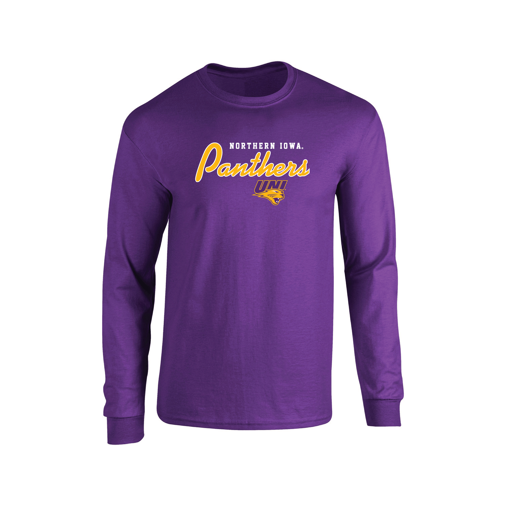 University of Northern Iowa Panthers Machine Script Adult Long Sleeve T-Shirt