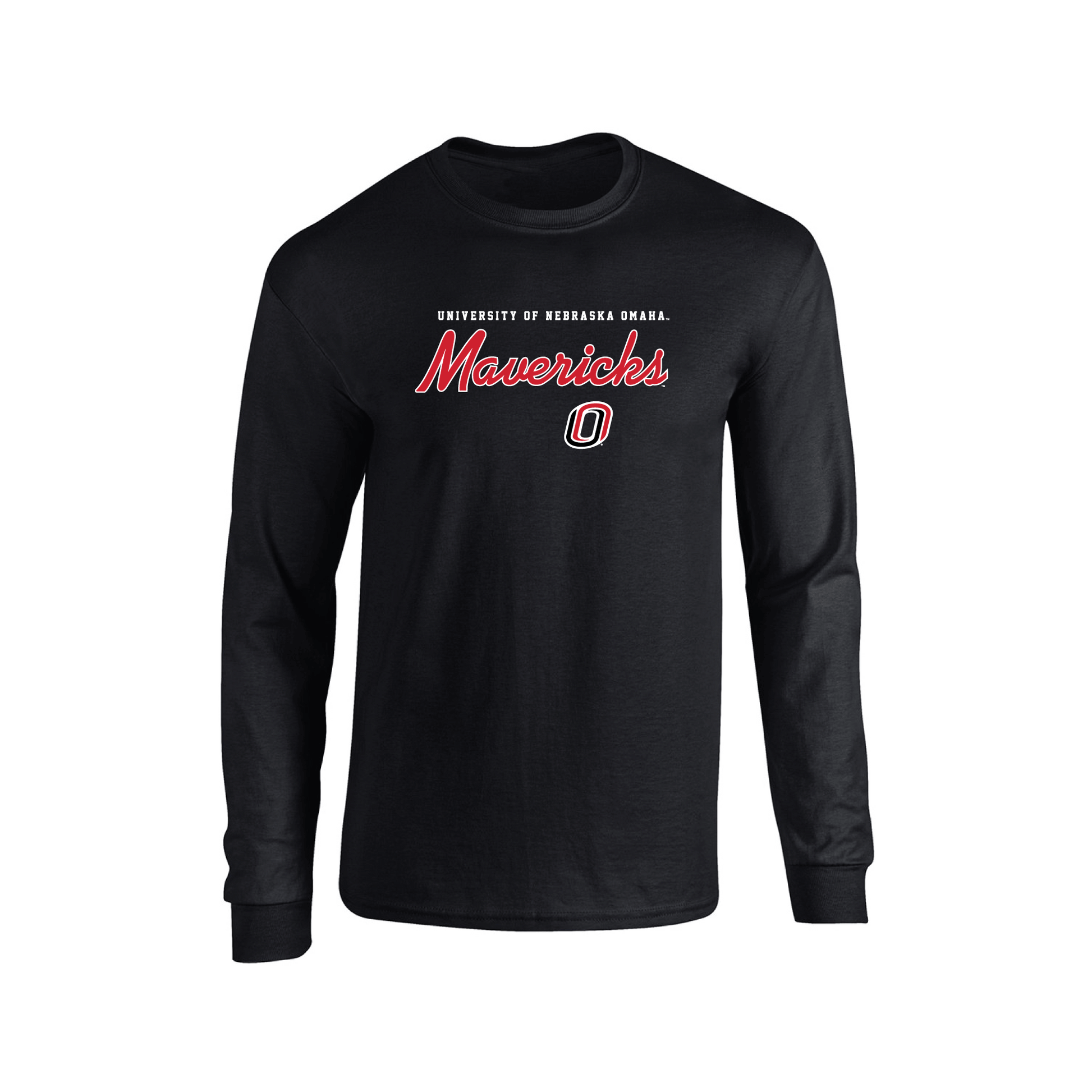 University of Nebraska Omaha Mavericks Machine Script Adult Long Sleeve T-Shirt
