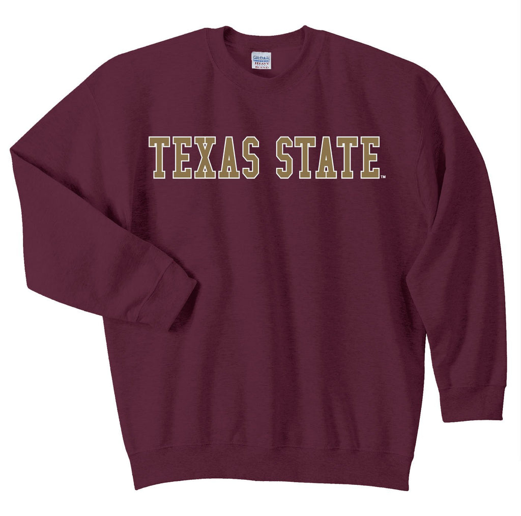 J2 Sport TXST Texas State University Bobcats NCAA Unisex Block Crewneck Sweatshirt