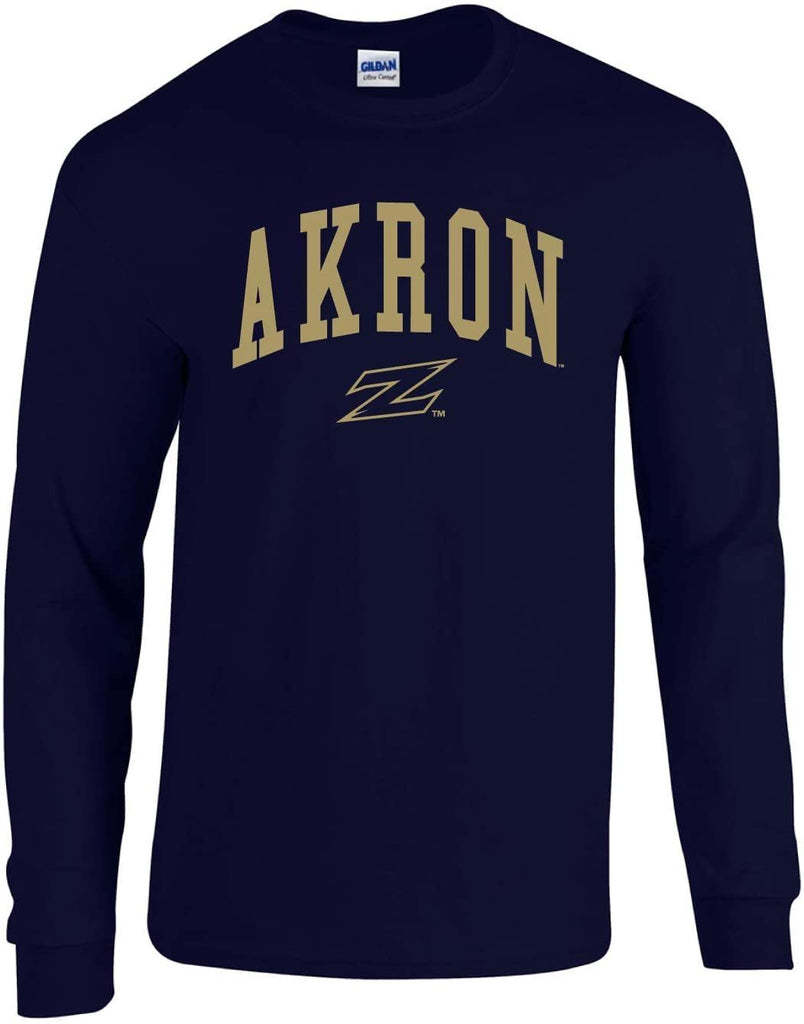 J2 Sport University of Akron Zips NCAA Jumbo Arch Navy Unisex Long Sleeve T-Shirts