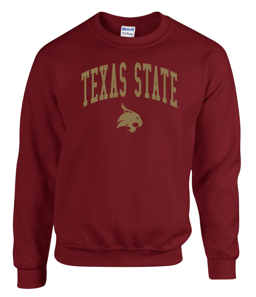 J2 Sport TXST Texas State University Bobcats NCAA Unisex Jumbo Arch Crewneck Sweatshirt