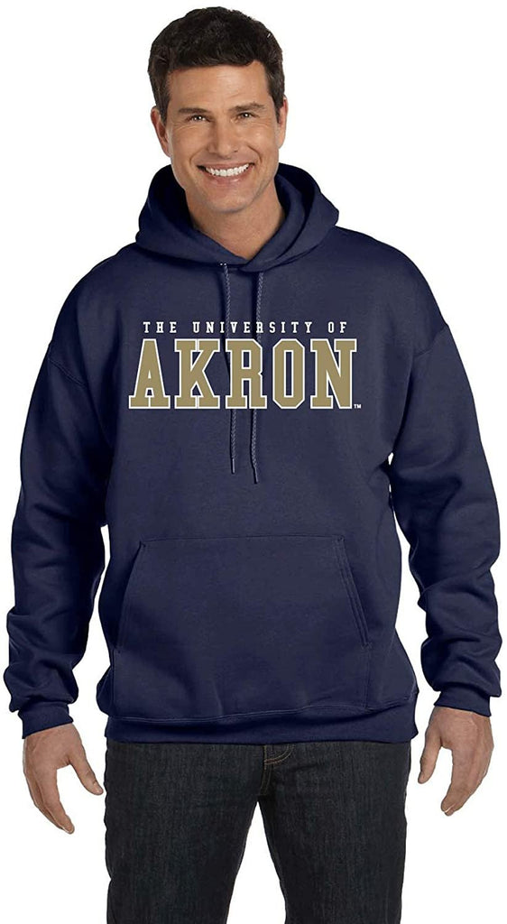 J2 Sport University of Akron Zips NCAA Unisex Block Navy Hooded Sweatshirt