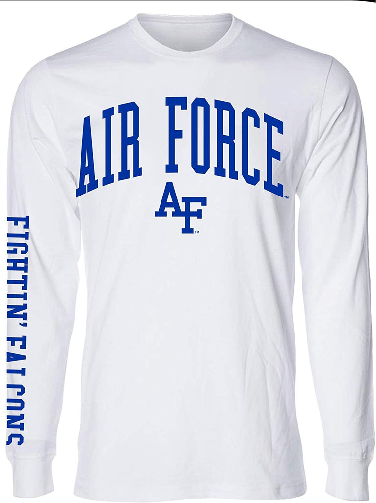 J2 Sport US Air Force Academy Falcons NCAA Unisex Jumbo Arch White Long Sleeve T-Shirts
