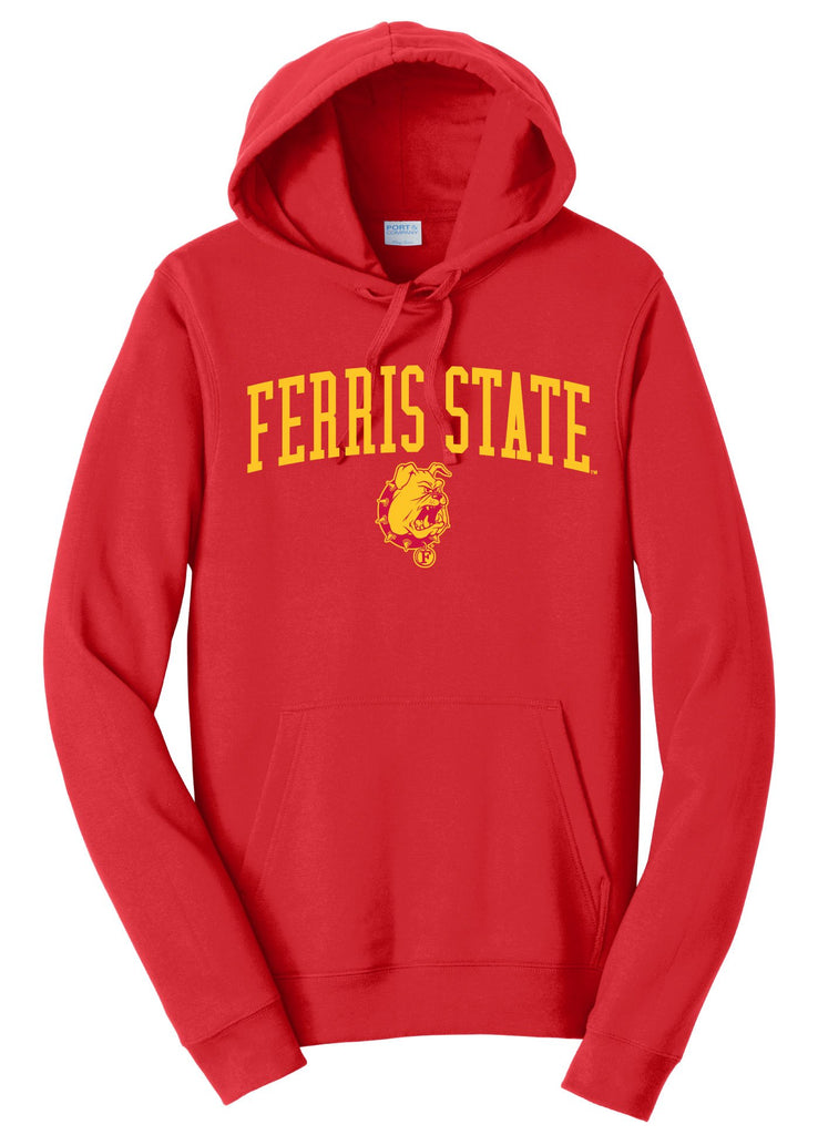 J2 Sport FSU Ferris State University Bulldogs NCAA Jumbo Arch Unisex Hooded Sweatshirt