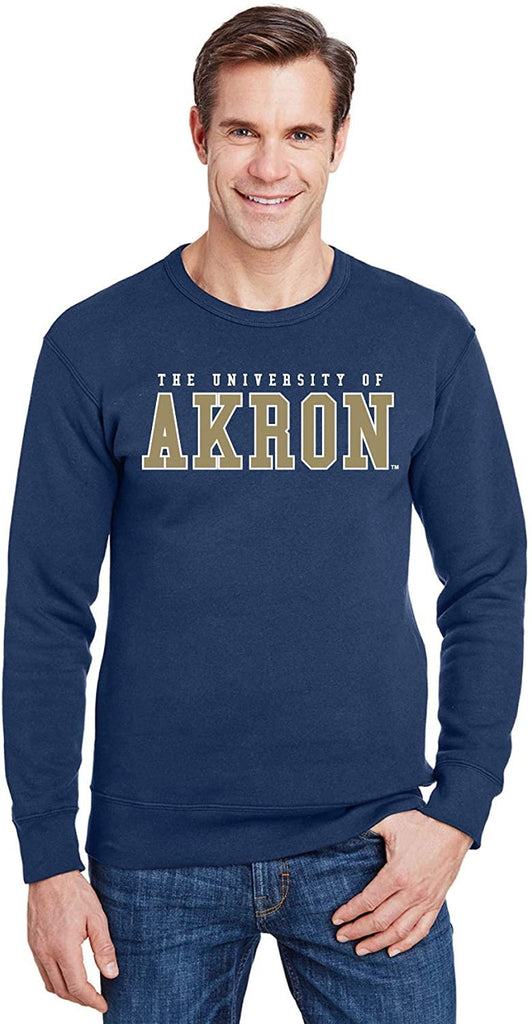J2 Sport University of Akron Zips NCAA Unisex Block Navy Crew Neck Sweatshirt