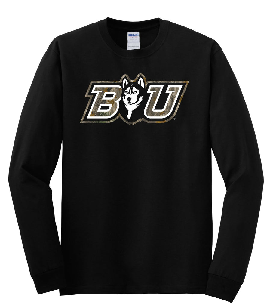 J2 Sport BU Bloomsburg University Huskies NCAA Unisex Camo Mascot Long Sleeve T-Shirt