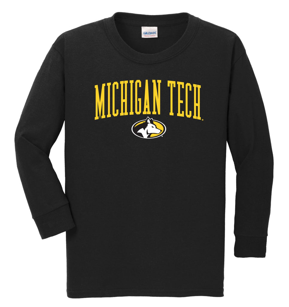 J2 Sport MTU Michigan Tech Huskies NCAA Jumbo Arch Youth Long Sleeve T-Shirt