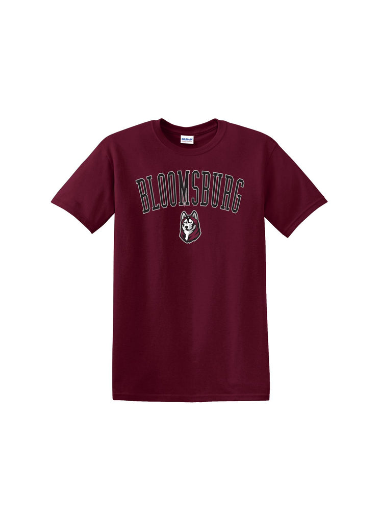 J2 Sport BU Bloomsburg University Huskies NCAA Jumbo Arch Maroon Unisex T-Shirt