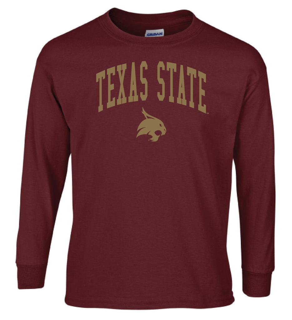J2 Sport Texas State University Bobcats NCAA Jumbo Arch Unisex Long Sleeve T-Shirt